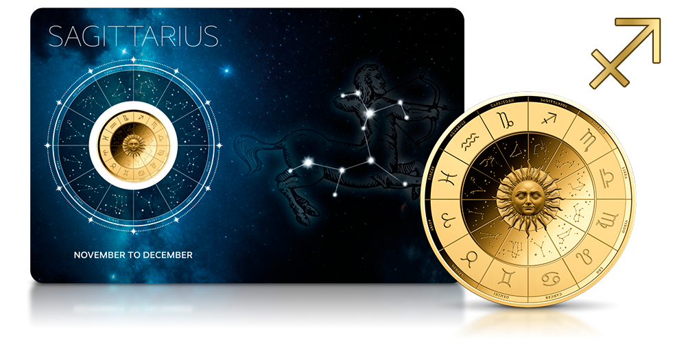 Zodiak na złotej monecie.