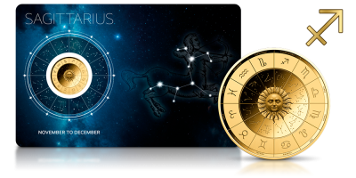 Strzelec - znak zodiaku na złotej monecie