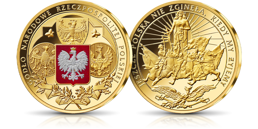 Historia symboli narodowych na medalach uszlachetnionych czystym złotem