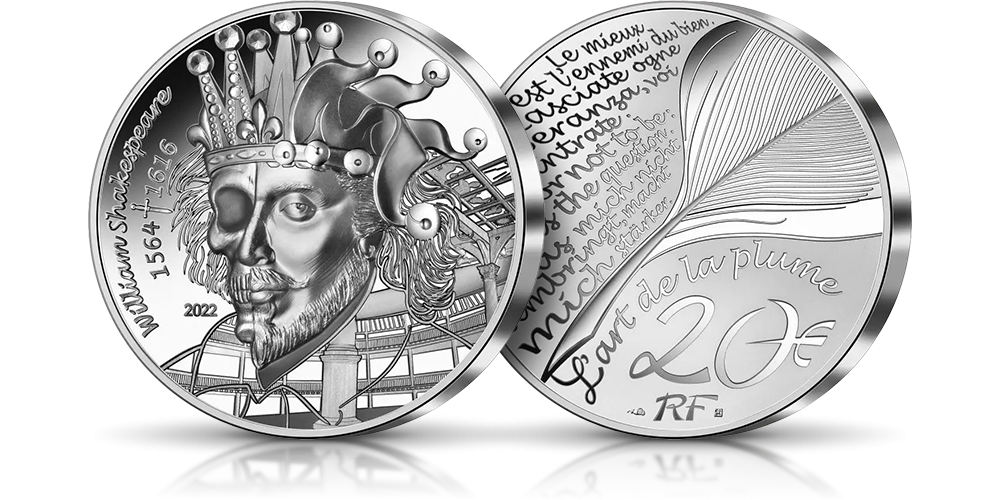 William Szekspir upamiętniony na monecie wybitej w czystym srebrze.
