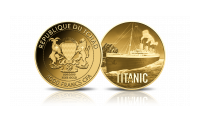Titanic na złotej monecie kolekcjonerskiej.