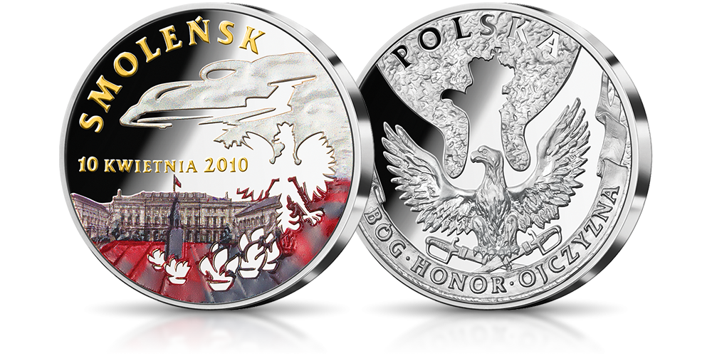 Srebrny medal upamiętniający katastrofę lotniczą w Smoleńsku. Srebrny medal upamiętniający katastrofę lotniczą w Smoleńsku.
