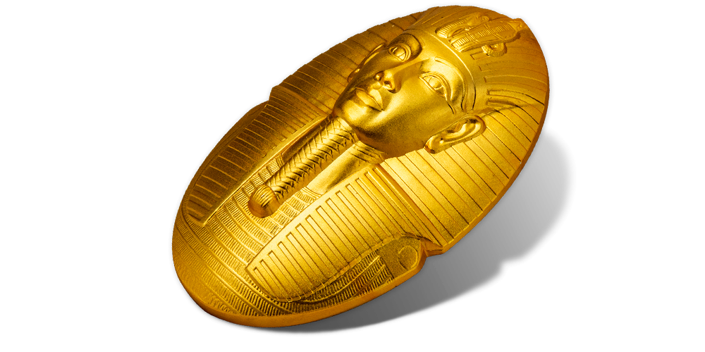 Tutanchamon. Srebrna moneta uszlachetniona czystym złotem.