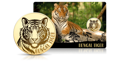 Tygrys bengalski - moneta wykonana z czystego złota 