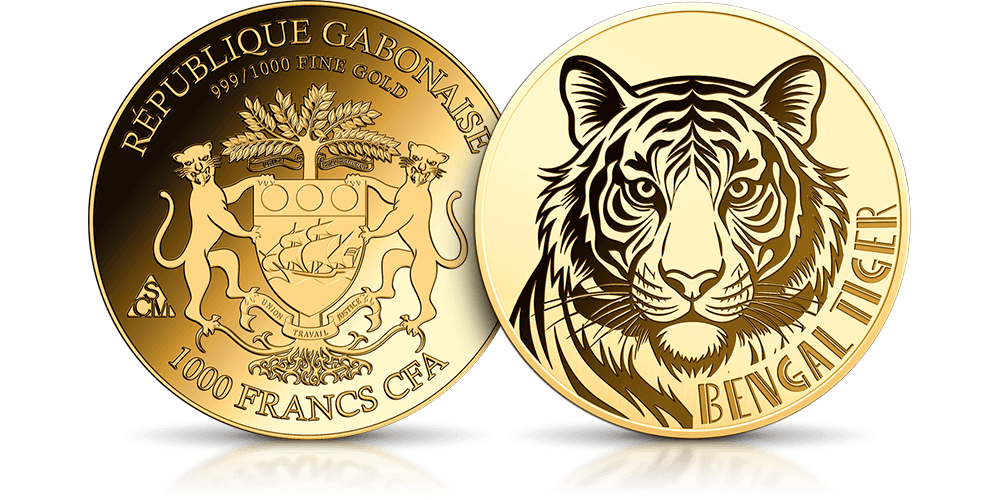 Moneta wykonana z czystego złota próby 999/1000.