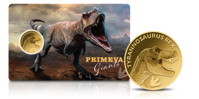 Tyranozaur rex na złotej monecie