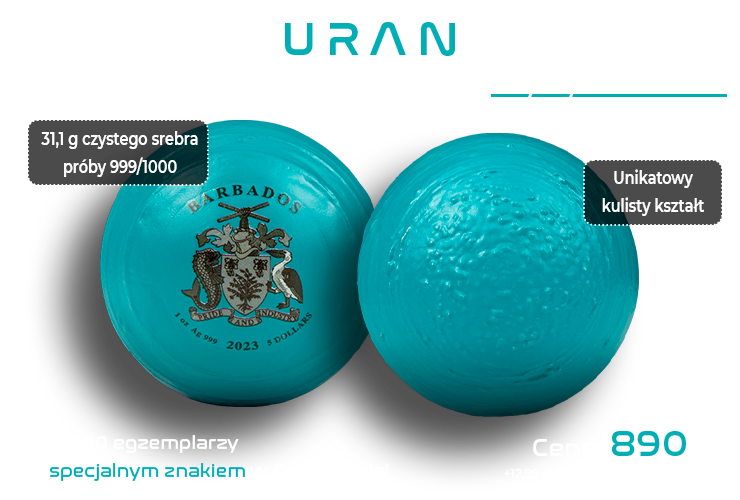 Uran – miniatura jednej z planet uwieczniona w czystym srebrze