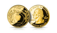 USA Quarters: Słynne amerykańskie ćwierćdolarówki uszlachetnione czystym złotem. Georgia 1999