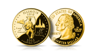 USA Quarters: Słynne amerykańskie ćwierćdolarówki uszlachetnione czystym złotem. Illinois 2003