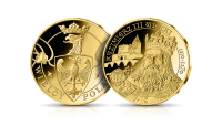   Kazimierz III Wielki na medalu platerowanym 24-karatowym złotem