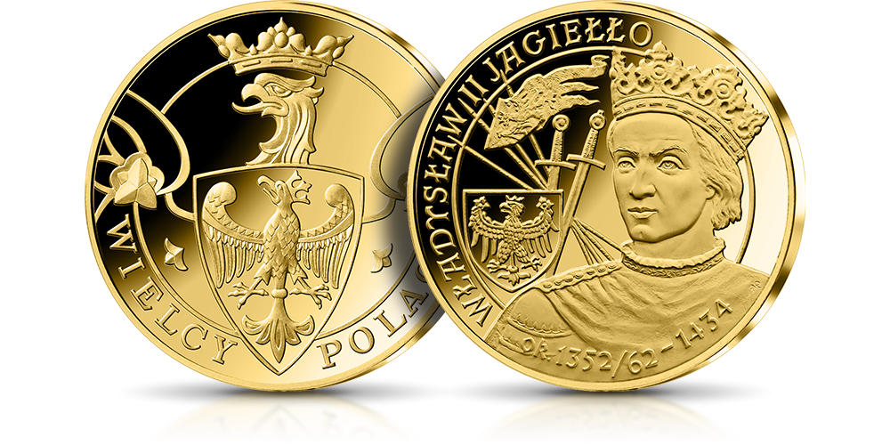   Władysław II Jagiełło na medalu platerowanym 24-karatowym złotem