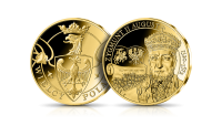   Zygmunt II August na medalu platerowanym 24-karatowym złotem