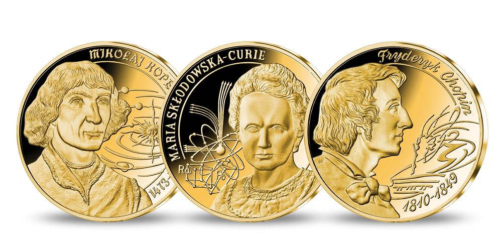 Marszałek J&oacute;zef Piłsudski na medalu uszlachetnionym 24-karatowym złotem