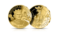 Bolesław II Szczodry na medalu platerowanym 24-karatowym złotem