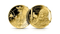 Mieszko I na medalu platerowanym 24-karatowym złotem