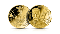  Józef Piłsudski na medalu platerowanym 24-karatowym złotem