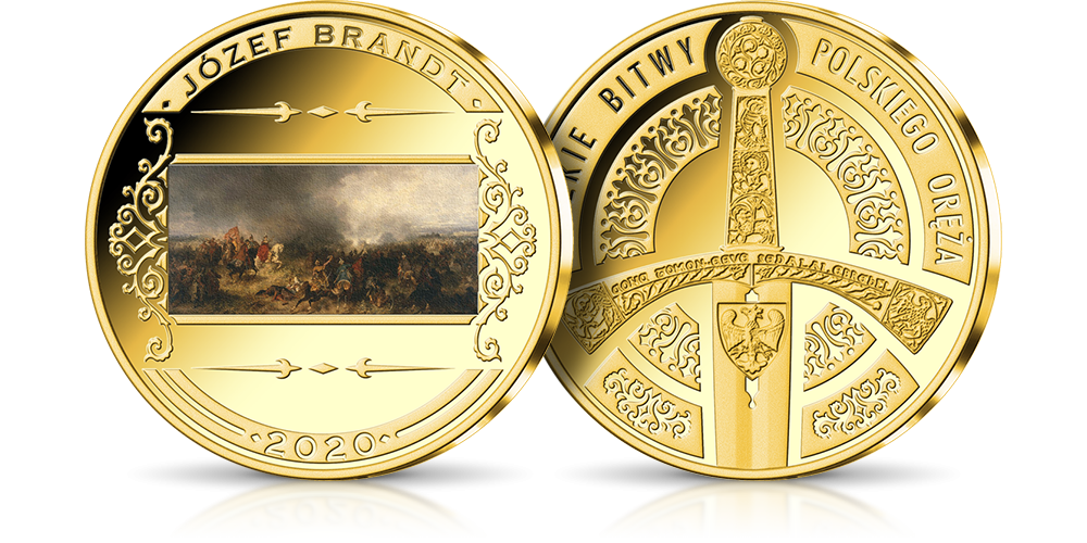 Medal_z_reprodukcja_obrazu_Jozefa_Brandta_Bitwa_pod_Chocimiem