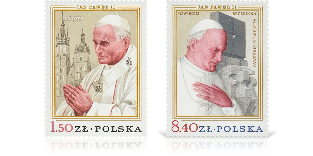 Wizyta Jana Pawła II w Polsce upamiętniona na znaczkach.