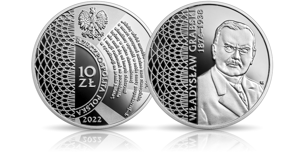 Władysław Grabski na srebrnej monecie NBP. Władysław Grabski na srebrnej monecie NBP.