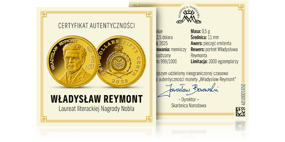 Władysław Reymont Certyfikat Autentyczności