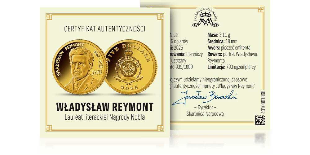 Władysław Reymont Certyfikat Autentyczności