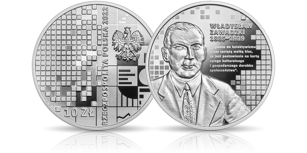 Władysław Zawadzki na srebrnej monecie NBP