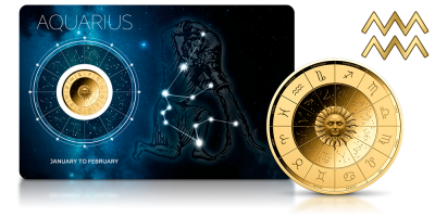 Wodnik - znak zodiaku na złotej monecie