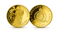   Złota moneta z personifikacją Polonii