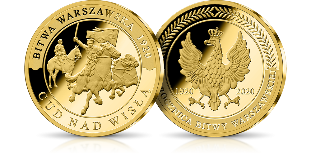 medal pamiątkowy 100 rocznica bitwy warszawskiej 1920 platerowany złotem