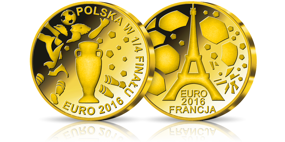Złoty medal uwieczniający sukces Polaków na Euro 2016 Złoty medal uwieczniający sukces Polaków na Euro 2016