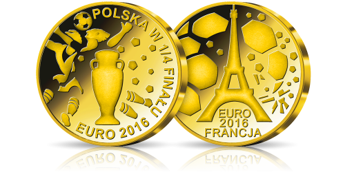 Złoty medal uwieczniający sukces Polaków na Euro 2016 Złoty medal uwieczniający sukces Polaków na Euro 2016