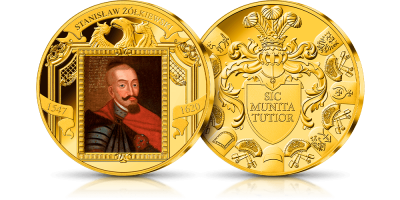 Platerowany złotem medal z portretem S. Żółkiewskiego