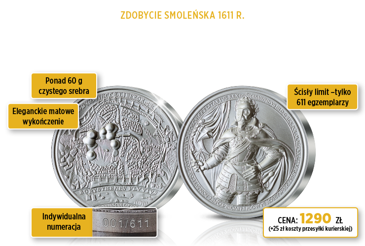 Zdobycie Smoleńska 1611 r. - najwspanialszy medal epoki Wazów wybity w ultrawysokim reliefie